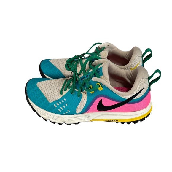 Nike Air Zoom Wildhorse 5 Trail Running Shoes Women's 9 Teal Pink Yellow Green - Picture 4 of 9